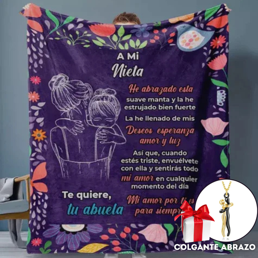 Manta Personalizada franela para Nieta/Nieto y Hijos – Regalo Cálido + Regalo Colgante