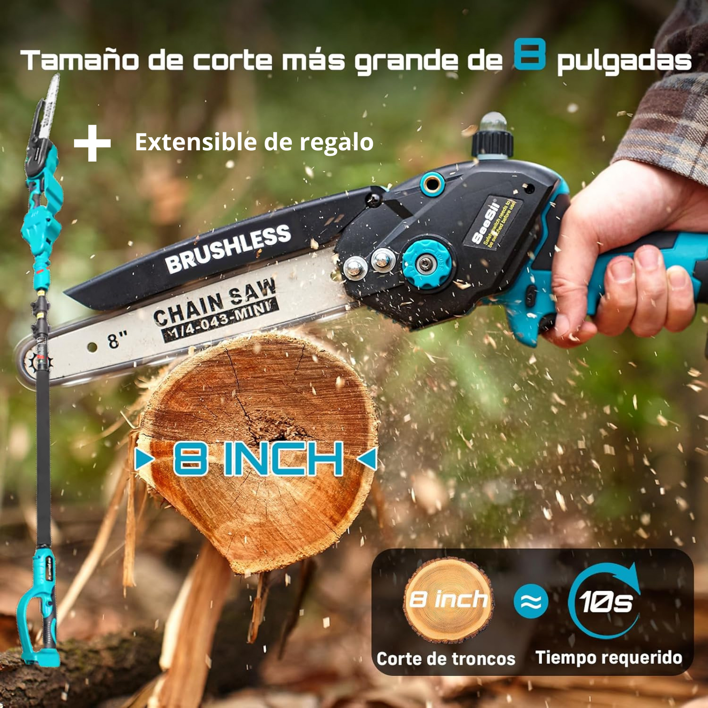 Mini motosierra inalámbrica BufaloPower™ Portátil para trabajos de jardinería y bricolaje