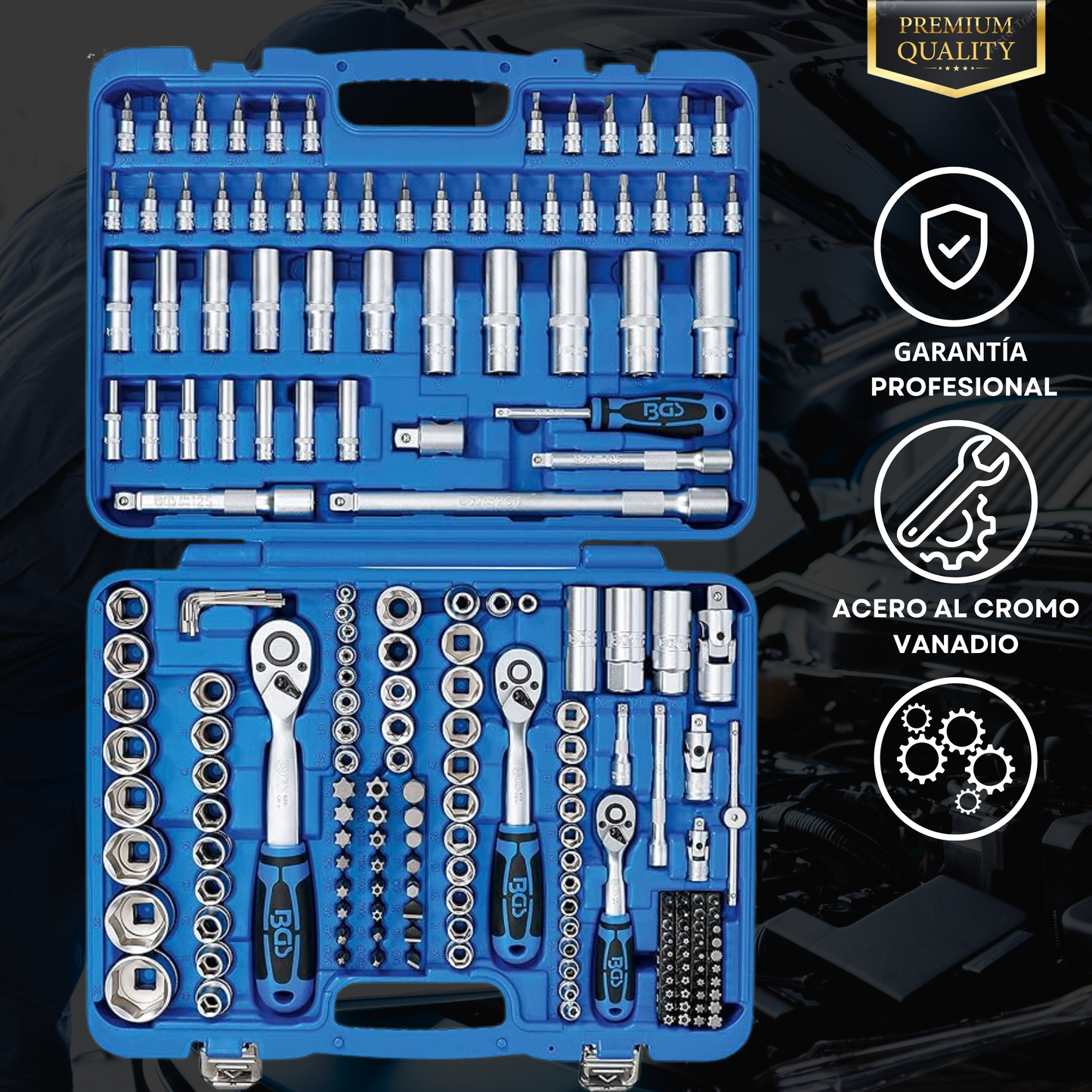 Juego de Llaves y Herramientas | Marca BGS®️ | Completo 192 Piezas