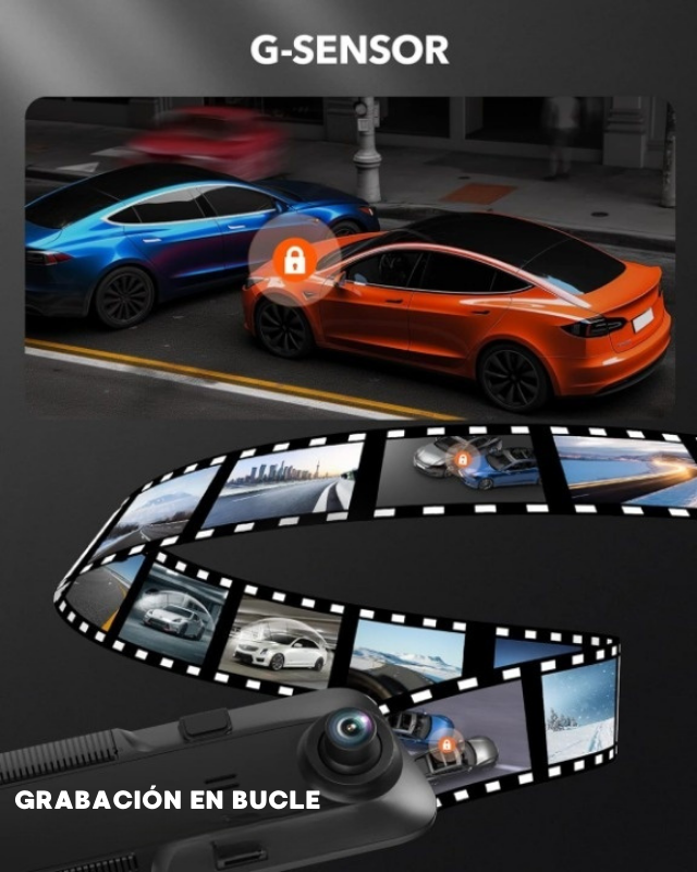 Espejo Retrovisor con Doble Cámara Full HD