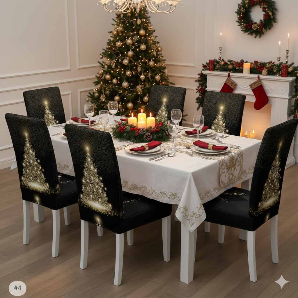 Conjuntos x6 Fundas de Sillas Navideñas