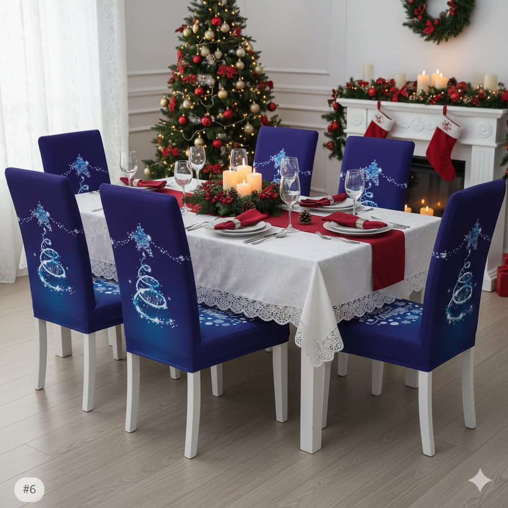 Conjuntos x6 Fundas de Sillas Navideñas