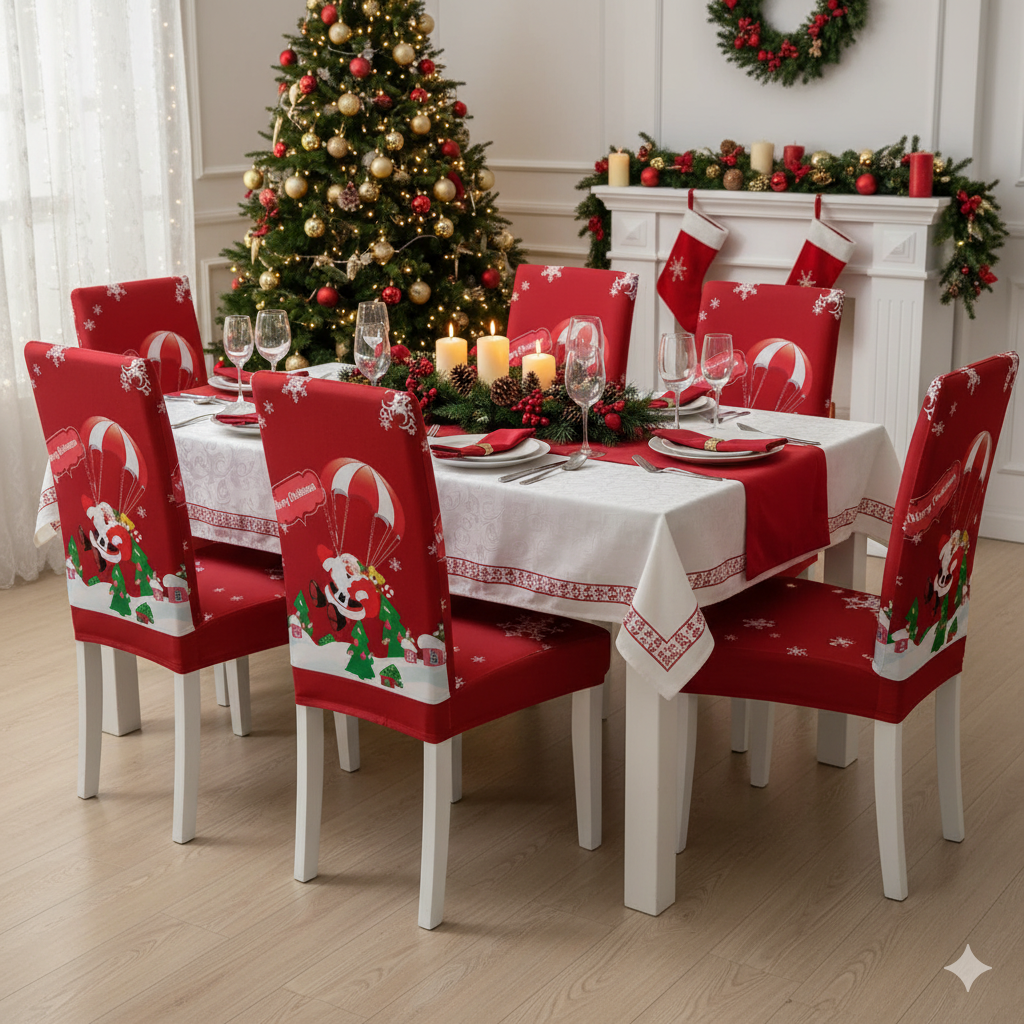 Conjuntos x6 Fundas de Sillas Navideñas