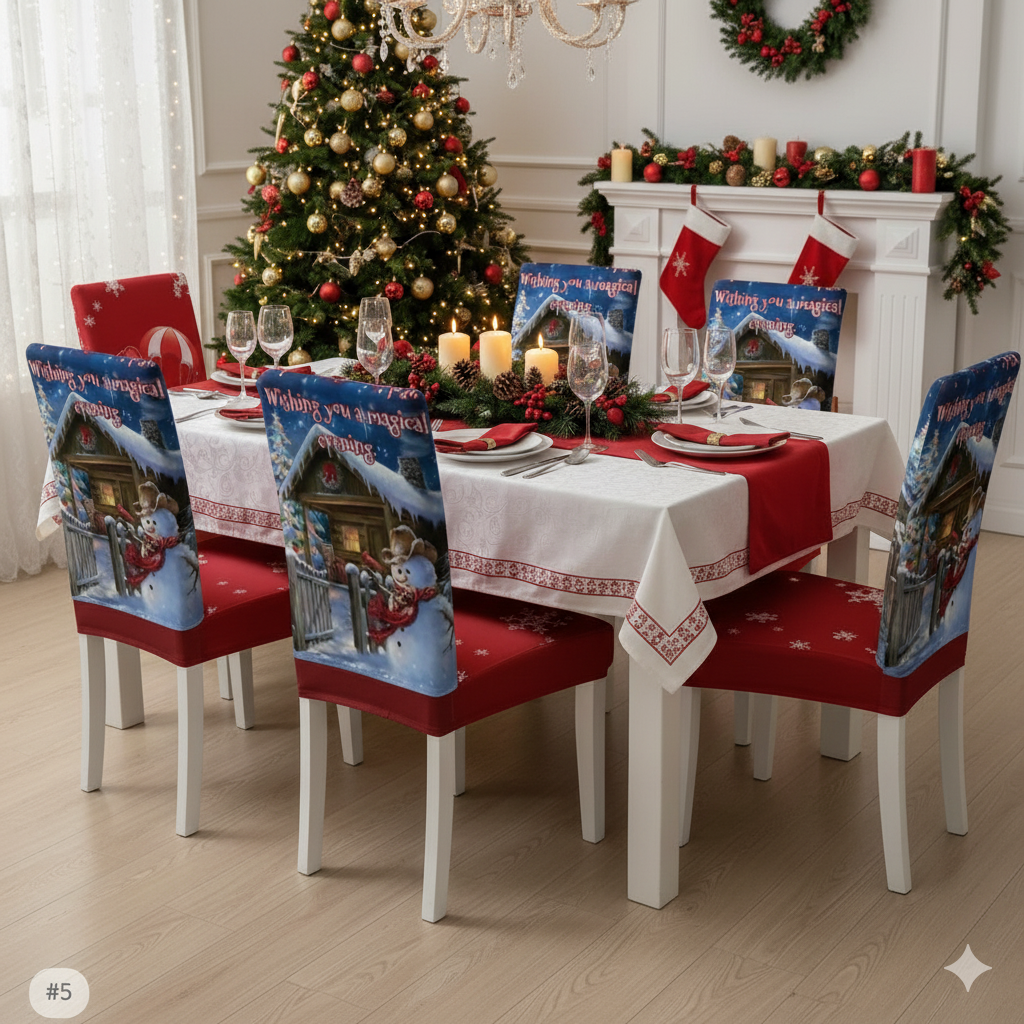 Conjuntos x6 Fundas de Sillas Navideñas