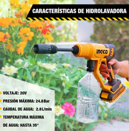 Hidrolavadora Portátil 20V INGCO – ¡Potencia Inalámbrica!