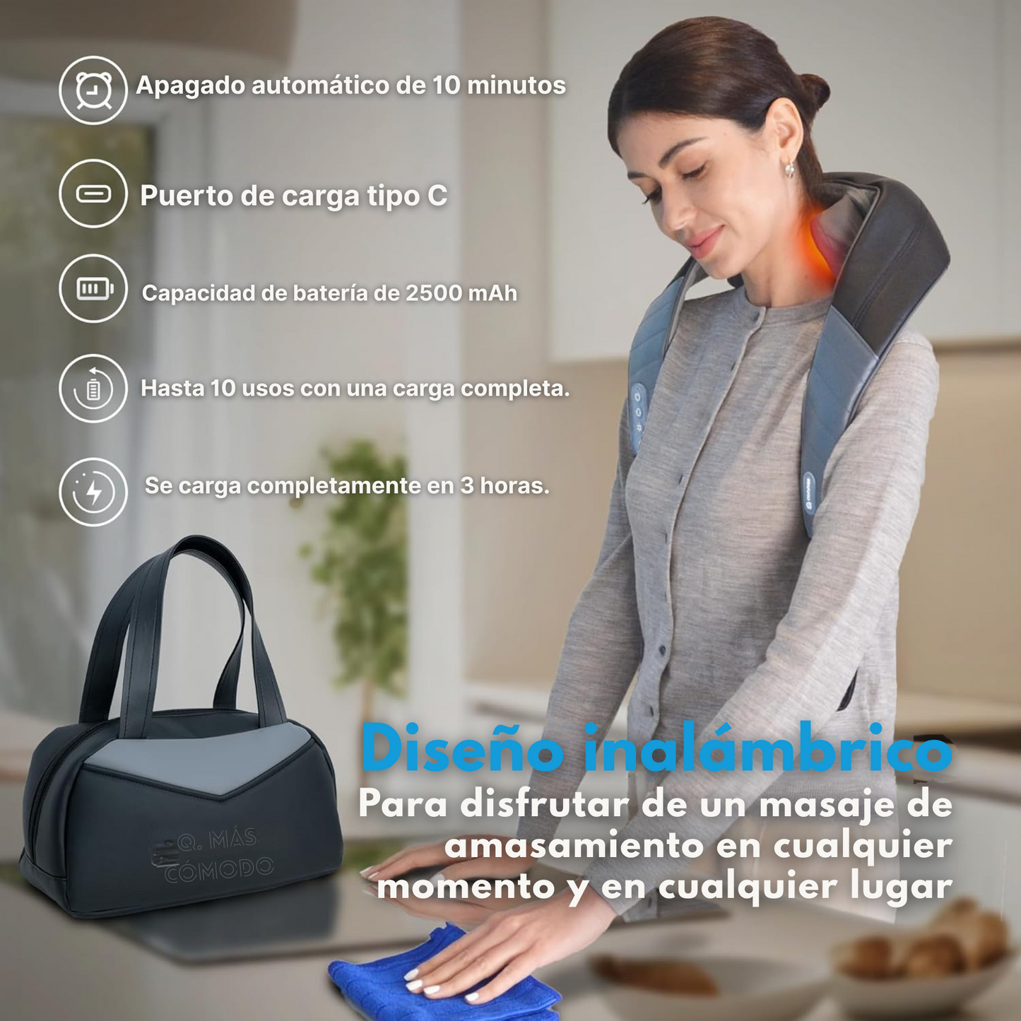 Masajeador Inalambrico con Inflarrojo