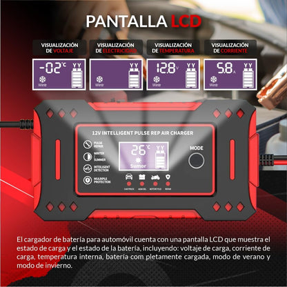CarSolutions© Cargador Baterias Coche 12V6A | Cargador De Batería Carro/Moto con Función Inteligente