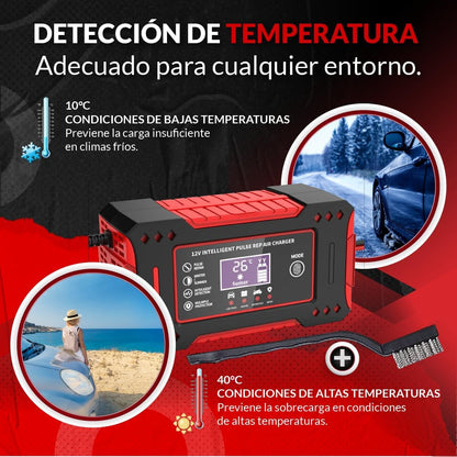 CarSolutions© Cargador Baterias Coche 12V6A | Cargador De Batería Carro/Moto con Función Inteligente