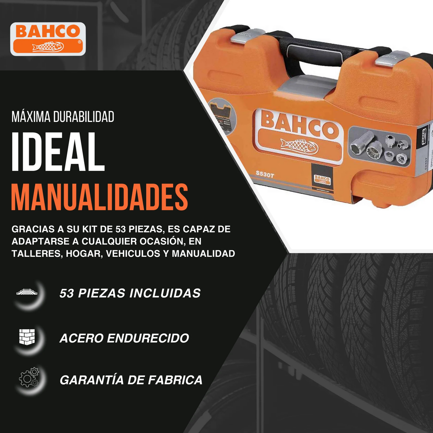 🔧 Bahco S530T – Juego de Llaves de Vaso Pass Through (53 piezas)