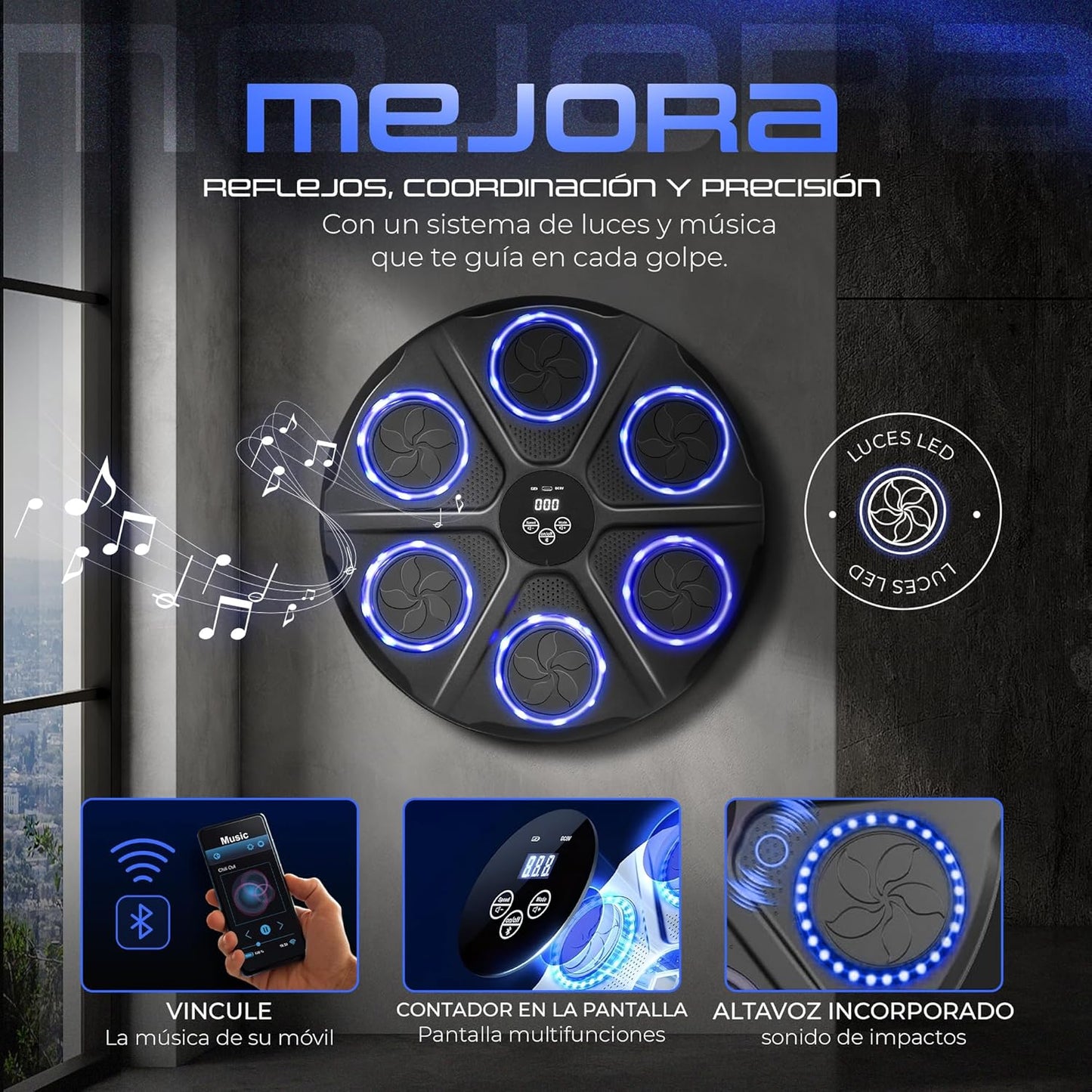 Máquina de Boxeo Bluetooth Musical + Guantes Regalo | Adultos y niños